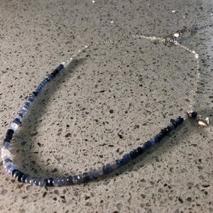 New Genuine Natural Untreated Blue Sapphire Sterling Silver Necklace